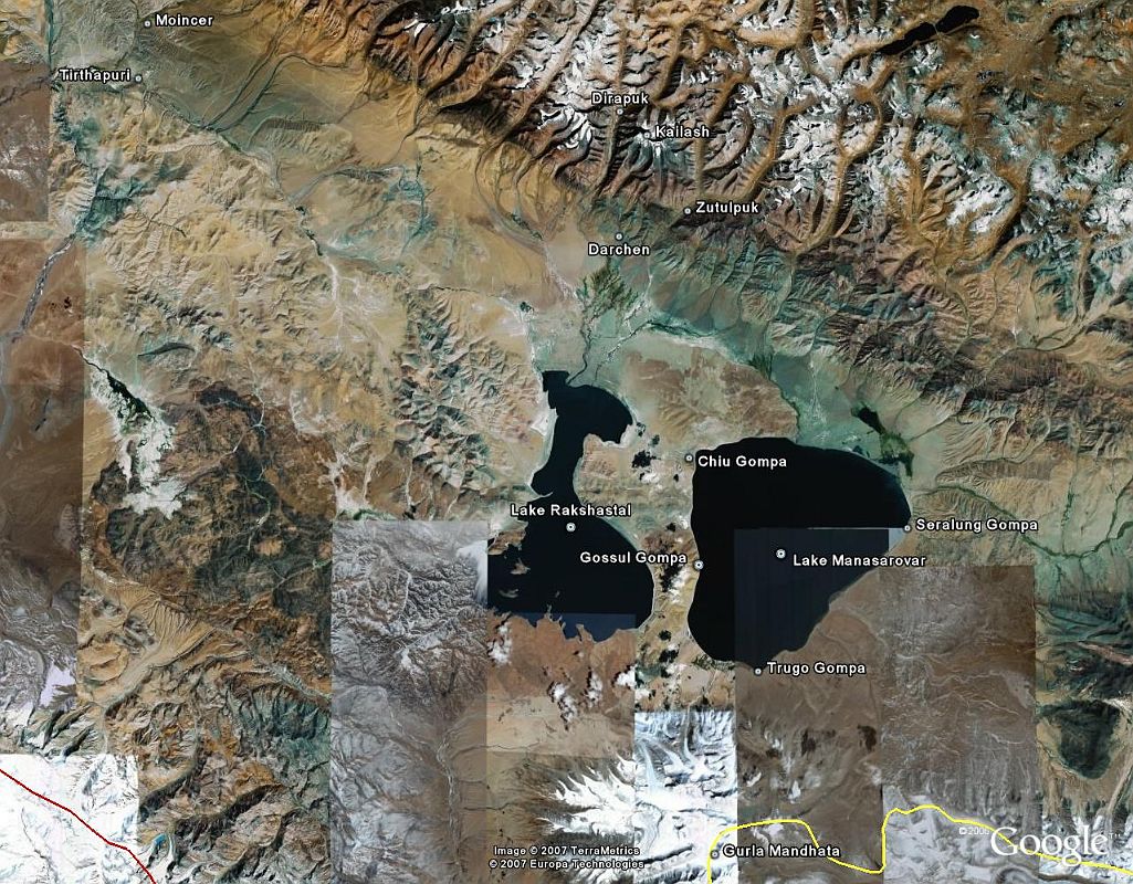 Tibet Kailash 05 To Tirthapuri 01 Kailash Map from Google Earth